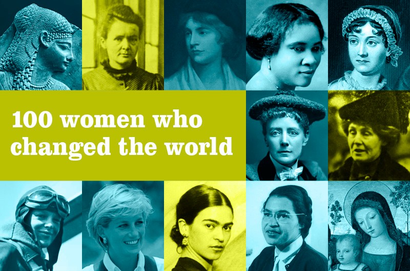 Women who changed the world Composite image of famous women: Cleopatra, Marie Curie, Mary Wollstonecraft, Madame CJ Walker, Jane Austen, Emmeline Pankhurst, Ethel Smyth, the Virgin Mary, Rosa Parks, Frida Kahlo, Diana, Princess of Wales, Amelia Earhart.