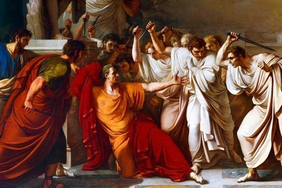 The assassination of Julius Caesar on the 'Ides of March'.