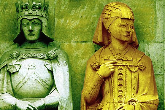 Statues of Richard I and his wife Berengaria of Navarre