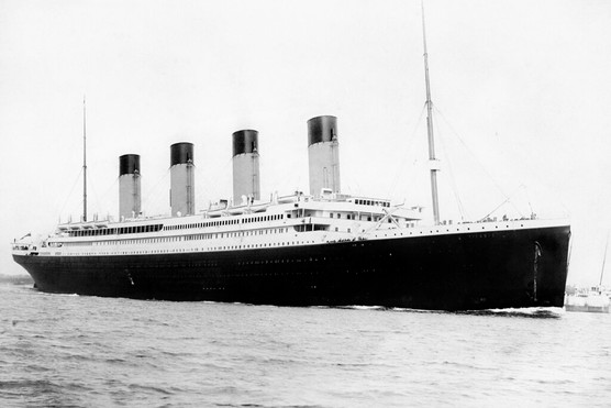 A vintage photo of the RMS Titantic departing Southampton on 10 April 1912