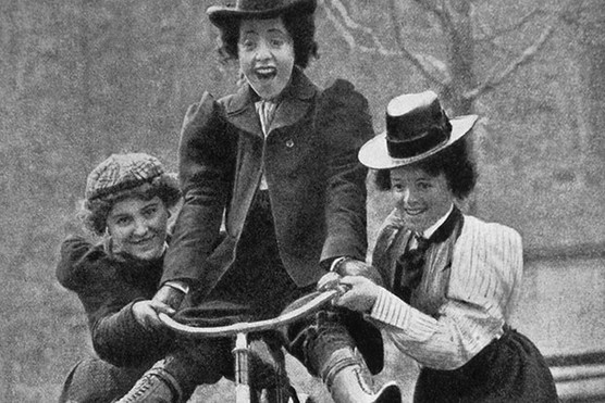 Women enjoy life on two wheels in this 1895 photograph. The bicycle was a key part of the image of the ‘New Woman’ (Photo by Glasshouse Images/Alamy Stock Photo)
