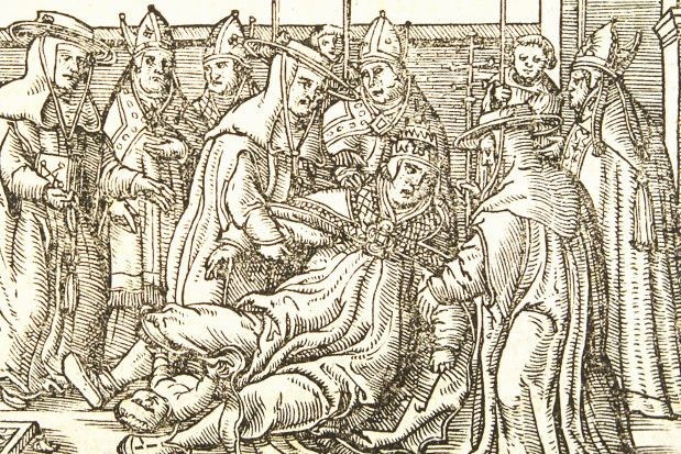 Pope Joan giving birth.