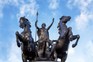 Bronze Boudica statue against summer sky in London