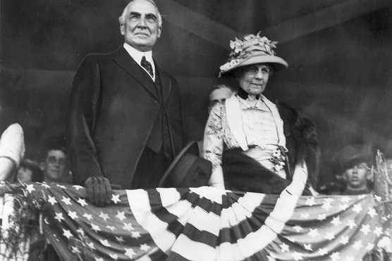 American president Warren G Harding and his wife, First Lady Florence Harding.
