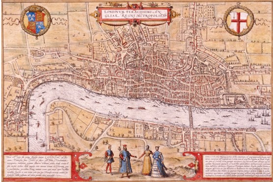 A map of London dating from c1572. (Getty Images)