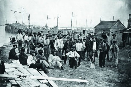 A group of formerly enslaved African-Americans around the time of the US Civil War