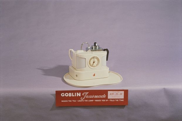 Goblin Teasmade A deluxe model D.25B Goblin Teasmade, an automatic tea-making machine, circa 1966.