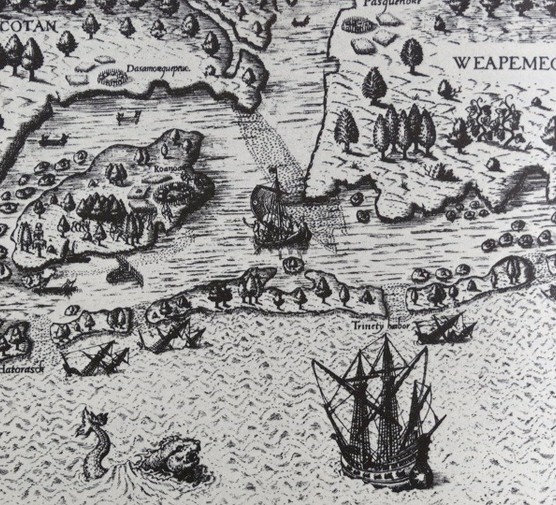 The arrival of Sir Walter Raleigh in Virginia