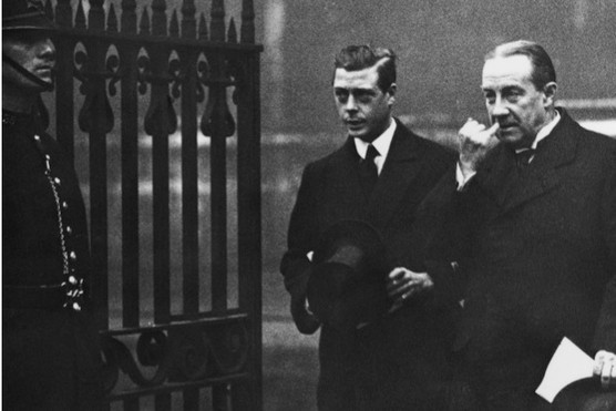 Prime minister and king in black and white photo