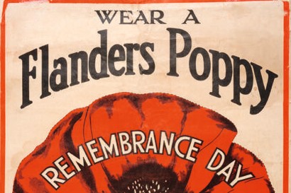 circa 1923: A Remembrance Day poster issued by the British Legion after World War One, reminding people to wear a Flanders poppy on November 11th. (Photo by Bob Thomas/Popperfoto via Getty Images/Getty Images)