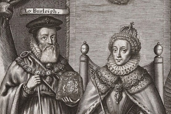 William Cecil, also known as Lord Burghley, with Queen Elizabeth I. (Photo by Universal History Archive/Universal Images Group via Getty Images)