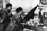 Russian troops hoist the red banner of the Soviet Army after Stalingrad