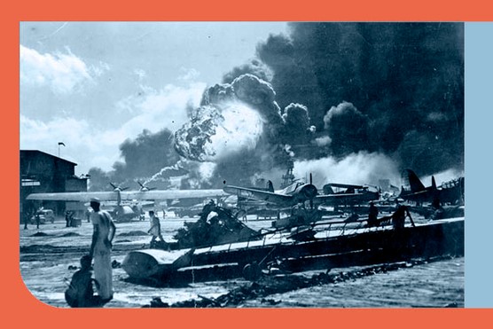 The neutral USA entered World War II only when a Japanese fleet launched a big surprise air raid against its Pacific naval base at Pearl Harbor in Hawaii on 7 December 1941. (Photo by Fox Photos/Getty Images)