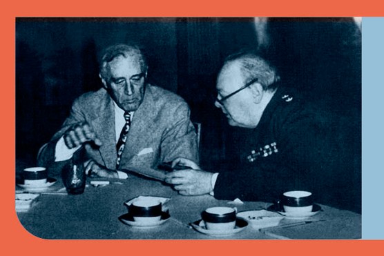 US President Franklin Delano Roosevelt and British prime minister Sir Winston Churchill, meeting during the Casablanca conference in 1943. (Photo by AFP/Getty Images)