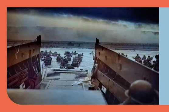 The killing zone: This photograph by Robert F Sargent, known as ‘Taxis to Hell – and Back – into the Jaws of Death’, shows American troops wading towards Omaha Beach on the morning of 6 June 1944. (Photo via Smith Collection/Gado/Getty Images)