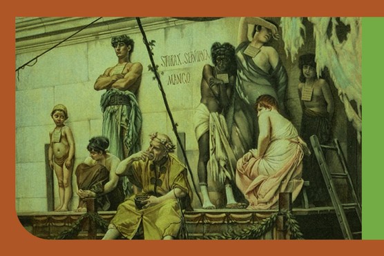 Slave markets – as shown in this engraving – were a staple of most Roman towns (Image by Alamy)