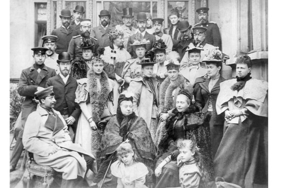 Queen Victoria with her children and grandchildren. Kaiser Wilhelm II is pictured left in the front row. (Photo by Bettmann via Getty Images)