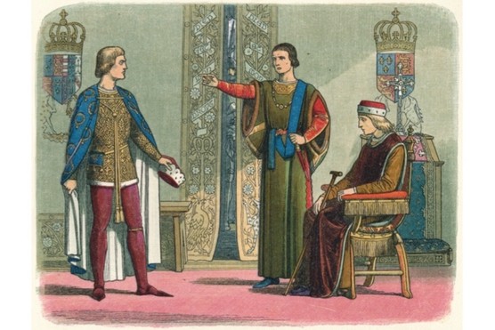 An 1864 illustration depicts King Henry VI and the Dukes of York and Somerset, after York's return from Ireland in 1450. Artist James William Edmund Doyle. (Photo by The Print Collector/Getty Images)