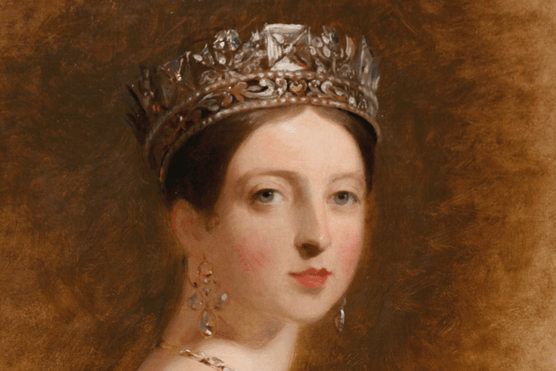 A portrait of young Queen Victoria wearing a tiara